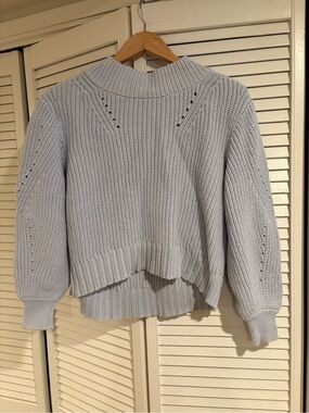 J. Crew Light Blue Ribbed Knit Cotton Crewneck Sweater